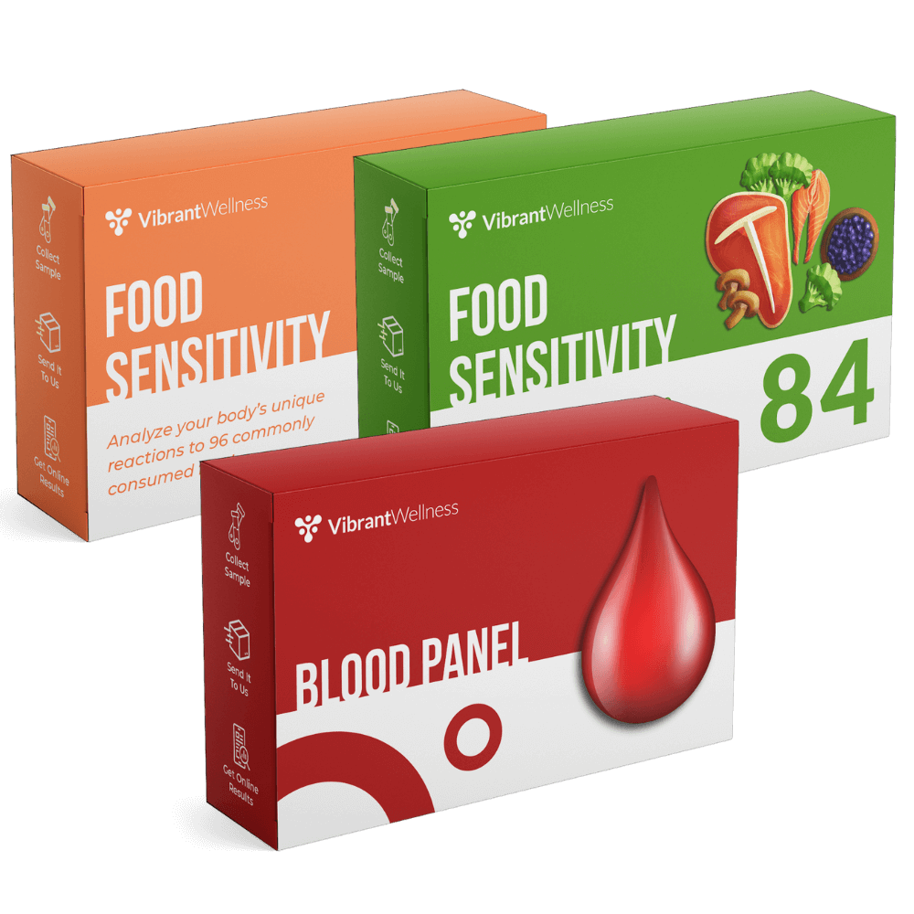 box kits of health tests for food sensitivity and blood tests